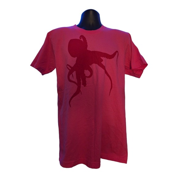 Hot Pink Kraken Octopus Short Sleeve Shirt Men's Size Medium American Apparel - Picture 4 of 5